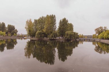 Ekim 'de parkta sonbahar manzarası