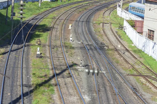 Tren Yolcu Trenleri Için Raylar Raylar — Stok fotoğraf