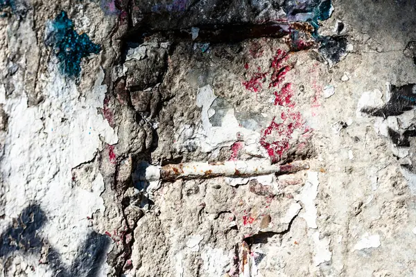Παλιά Ραγισμένη Μπογιά Τσιμεντένιο Τοίχο — Φωτογραφία Αρχείου