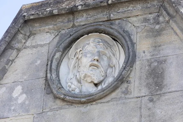 Escultura Mármol Jesucristo Puerta Del Cementerio —  Fotos de Stock