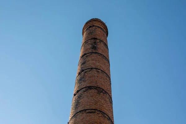 Torre Tijolo Velha Casa Caldeira Cidade Que Será Demolida Logo — Fotografia de Stock