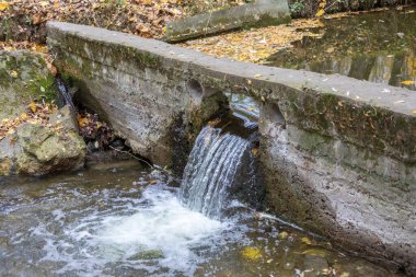 Ekim ayında parkta fırtınalı nehir suyu