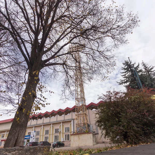 Wysoka Uwaga Nad Stadionem Piłkarskim Mieście — Zdjęcie stockowe