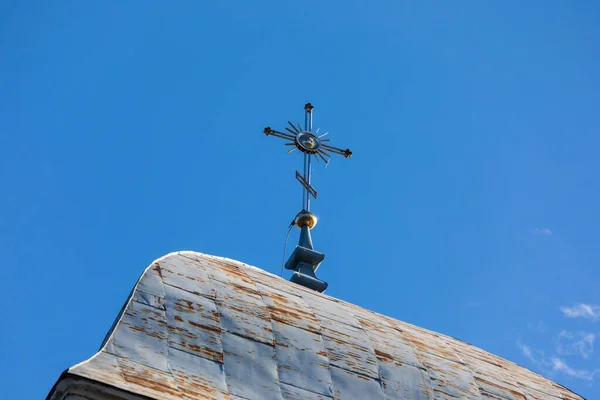 Christliches Kreuz Auf Dem Dach Der Griechisch Katholischen Kirche Der — Stockfoto