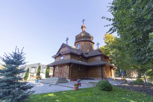 Oekraïense Houten Grieks Katholieke Kerk Het Park — Stockfoto