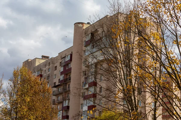 Жилая Спальная Зона Новыми Домами Октябре — стоковое фото