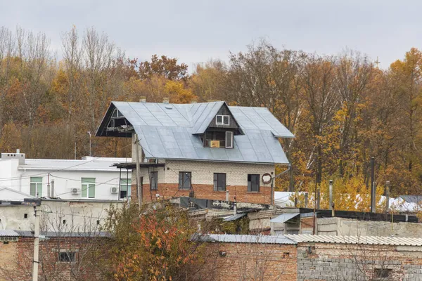 Bostadsområde Med Nya Hus Oktober — Stockfoto