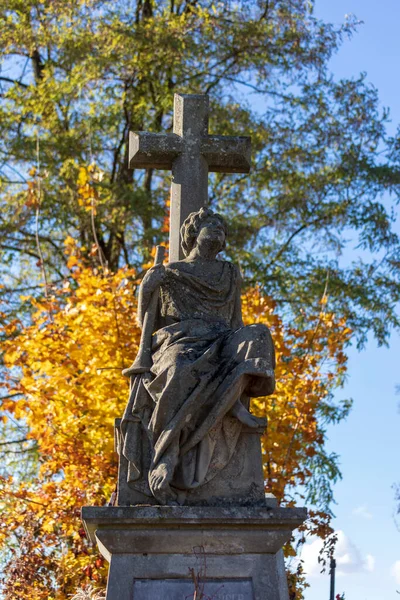 Stone Sculpture Monument Angel Antimony Sitting Grave — Stock Photo, Image