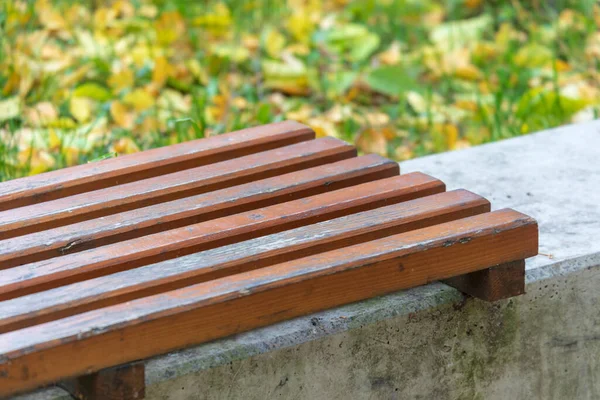 Banc Bois Dans Parc Octobre — Photo