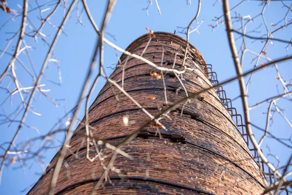 Der Alte Ziegelturm Des Kesselhauses Der Stadt Der Bald Abgerissen — Stockfoto