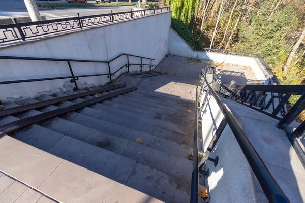 Grandes Escadas Com Grades Que Levam Parque — Fotografia de Stock