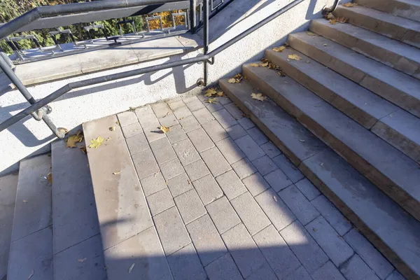 Grandes Escaleras Con Barandillas Que Conducen Parque —  Fotos de Stock