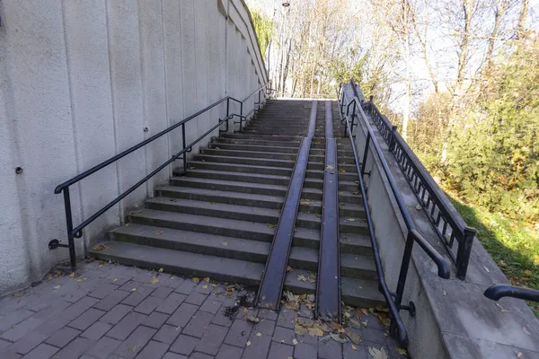Grandes Escadas Com Grades Que Levam Parque — Fotografia de Stock