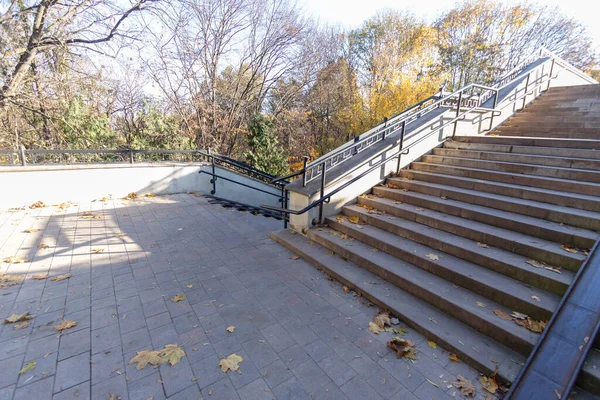 Grandes Escaleras Con Barandillas Que Conducen Parque —  Fotos de Stock