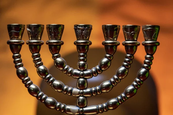Jüdische Vergoldete Festliche Sieben Leuchter — Stockfoto