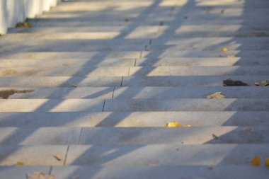 Sonbaharda parkta taş gri merdivenler