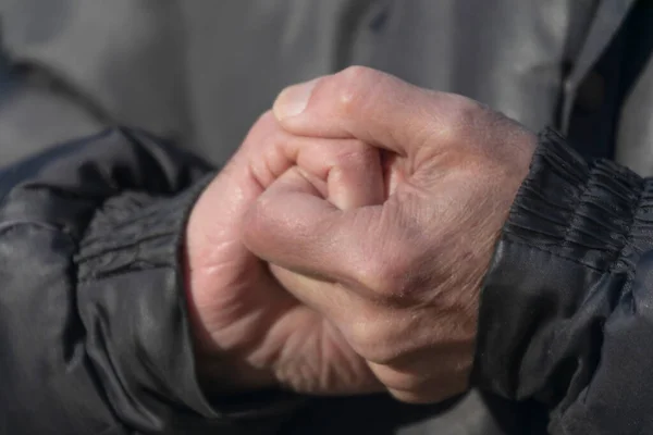 Hand Gesture Symbolizing Cold Rubbing Your Hands Cold Keep Warm — Stock Photo, Image