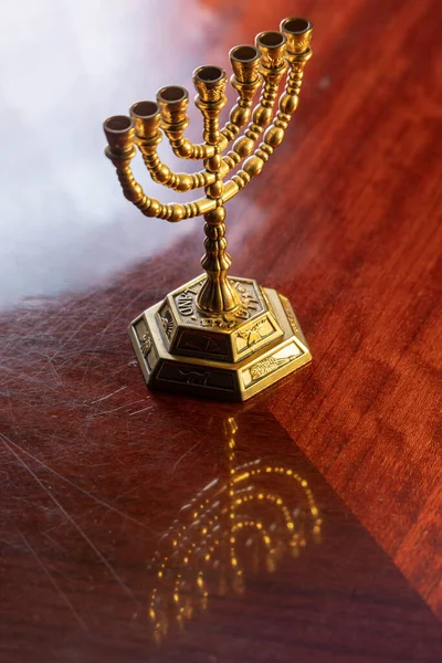 Judaico Dourado Festivo Sete Castiçal — Fotografia de Stock