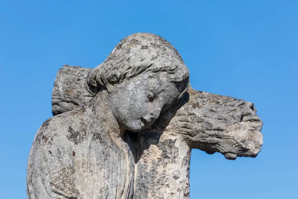 Altes Steindenkmal Grab Auf Dem Friedhof Herbst — Stockfoto