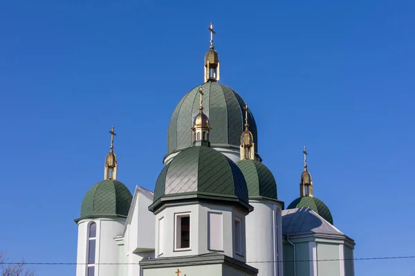 Tetto Una Chiesa Cristiana Con Croci Cima — Foto Stock