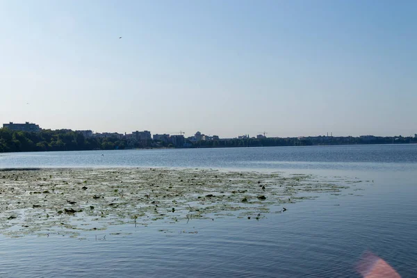 Woda Jeziorze Jesiennym Parku Październiku — Zdjęcie stockowe