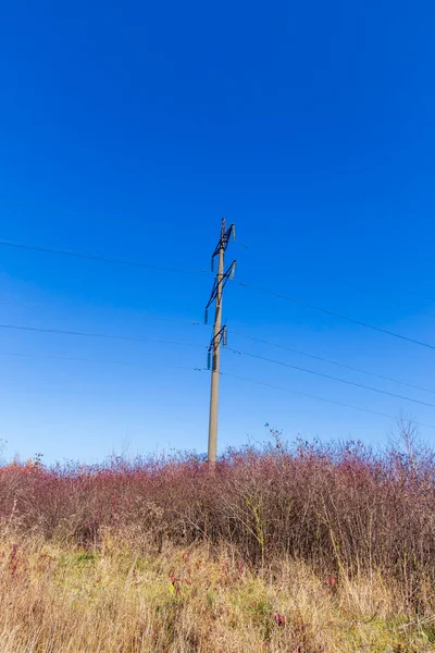 Power Lines Pole Background Sky — Stock Photo, Image