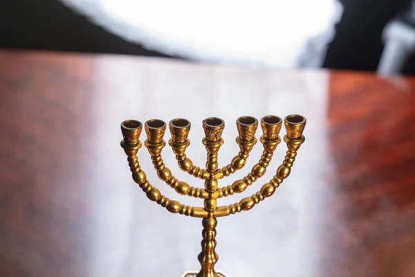 Jüdische Vergoldete Festliche Sieben Leuchter — Stockfoto
