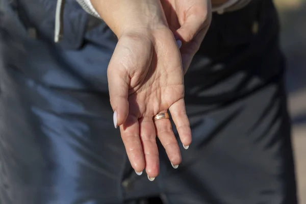 Female Hands Palms Sun Shade — Stock Photo, Image