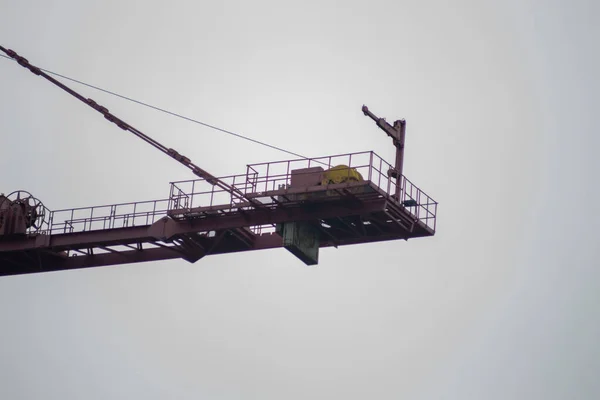 Yellow Metal Builder Crane Background Blue Sky — Stock Photo, Image