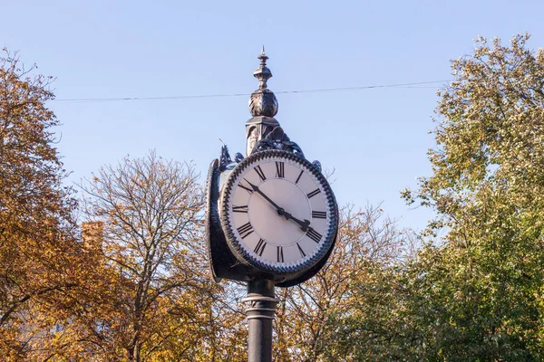 公园里街道钟表的白盘 — 图库照片