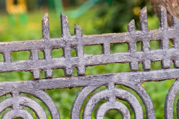 Old Black Metal Fence House — Stock Photo, Image