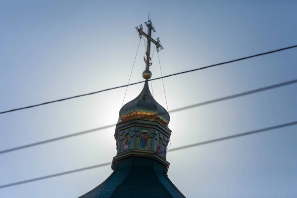 Кристианский Крест Крыше Украинской Греко Католической Церкви — стоковое фото