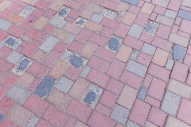 Arkaplan için kırmızı kare kaldırım taşlarının dokusu