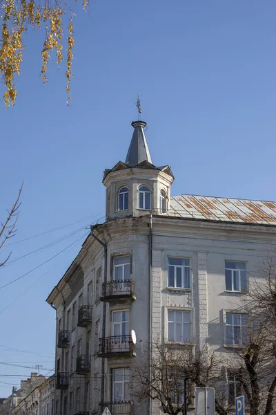 Façade Une Maison Dans Centre Ville Août Bâtiment Résidentiel Immobilier — Photo