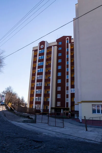 Tall Multi Storey Residential Building Facade House Street — Stock Photo, Image