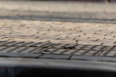 Parktaki bir patikada kaldırım taşlarının dokusu