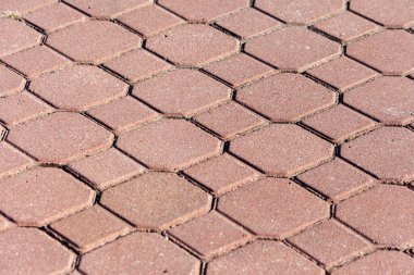 Arkaplan için renkli kaldırım taşı dokusu. Kaldırımda beton kaldırım.
