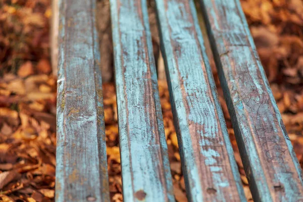 Planches Parallèles Vertes Sur Banc Parc — Photo