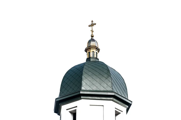 Cúpula Igreja Com Uma Cruz Sobre Fundo Branco — Fotografia de Stock