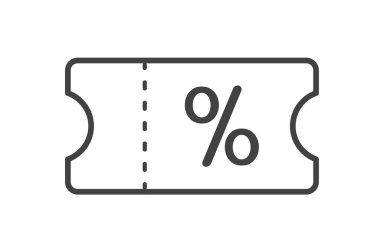 Beyaz arka planda kupon simgesi. Alışveriş kuponu. Web sitesi ve mobil uygulamalar için tasarım. Özet simgesi.