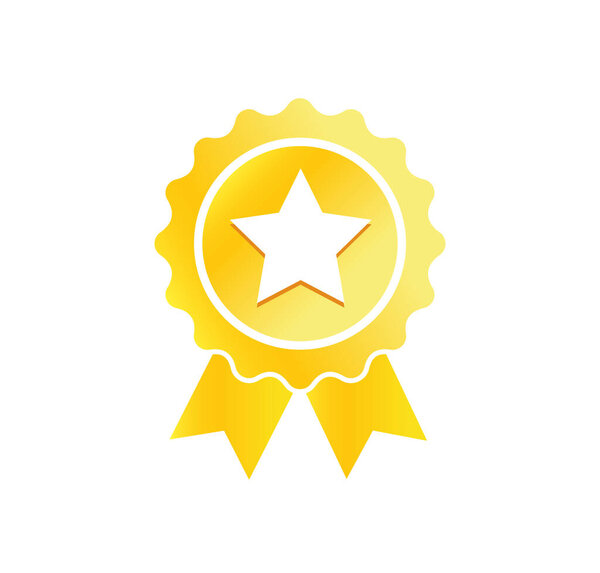 Rosette icon. Stamp premium quality with star icon isolated on white background. Vector illustration