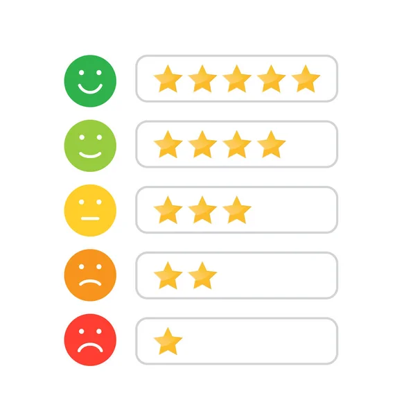 Icona Valutazione Stelle Sito Web Applicazioni Mobili Feedback Rating Emozione — Vettoriale Stock