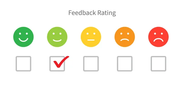 Escala Emoções Feedback Classificação Satisfação Cliente Marca Verificação Classificação Ilustração —  Vetores de Stock