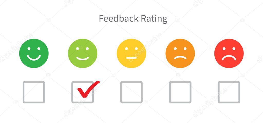 Feedback emotion scale. Customer satisfaction rating. check mark rating. Vector illustration