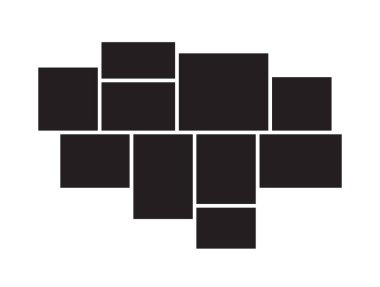 Bir set fotoğraf çerçevesi. Resimlerinizin şablonu gri arka planda izole edilmiş. Vektör illüstrasyonu.