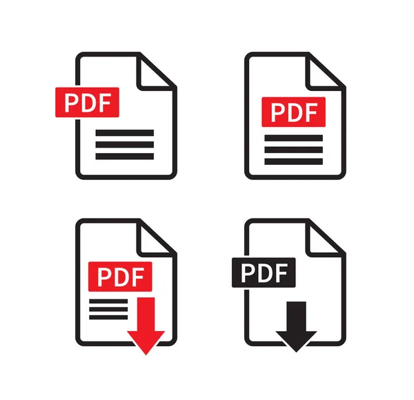 Set Pdf Icon Isolated White Background Download Pdf File Vector — Stock Vector