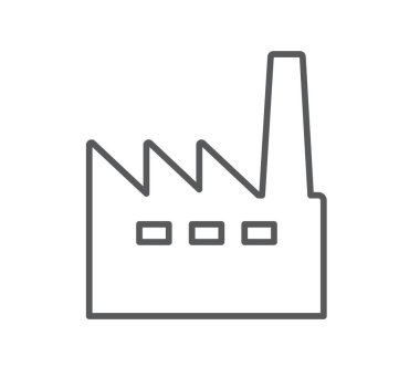 Beyaz arka planda fabrika simgesi. Endüstriyel ikon Düz dizayn. Vektör illüstrasyonu.