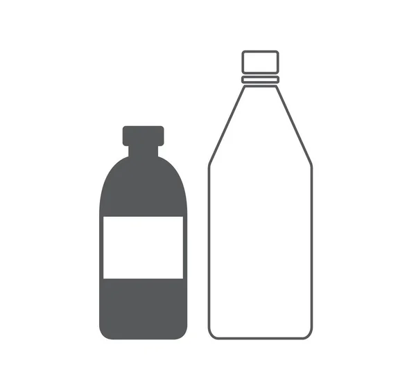 Icono Botella Vidrio Plástico Aislado Sobre Fondo Blanco Ilustración Vectorial — Archivo Imágenes Vectoriales