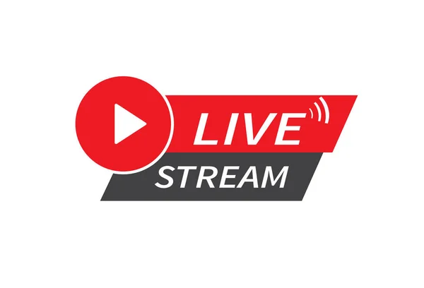 Live Streaming Logotyp Isolerad Vit Bakgrund Sändningsknapp Spela Upp Mediaknappen — Stock vektor