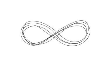 Sonsuzluk çizgisi beyaz arkaplanda izole edildi. Sonsuzluk çizgisi çizilmiş. Sonsuz, sınırsız. vektör illüstrasyonu.